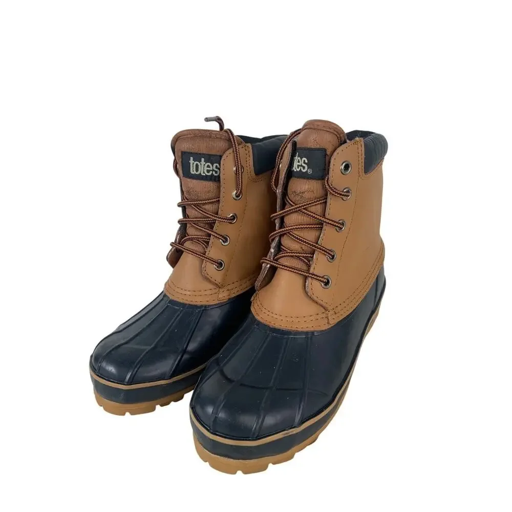 Totes Womens Brown & Navy blue Winter Waterproof Duck Boots Size 7M